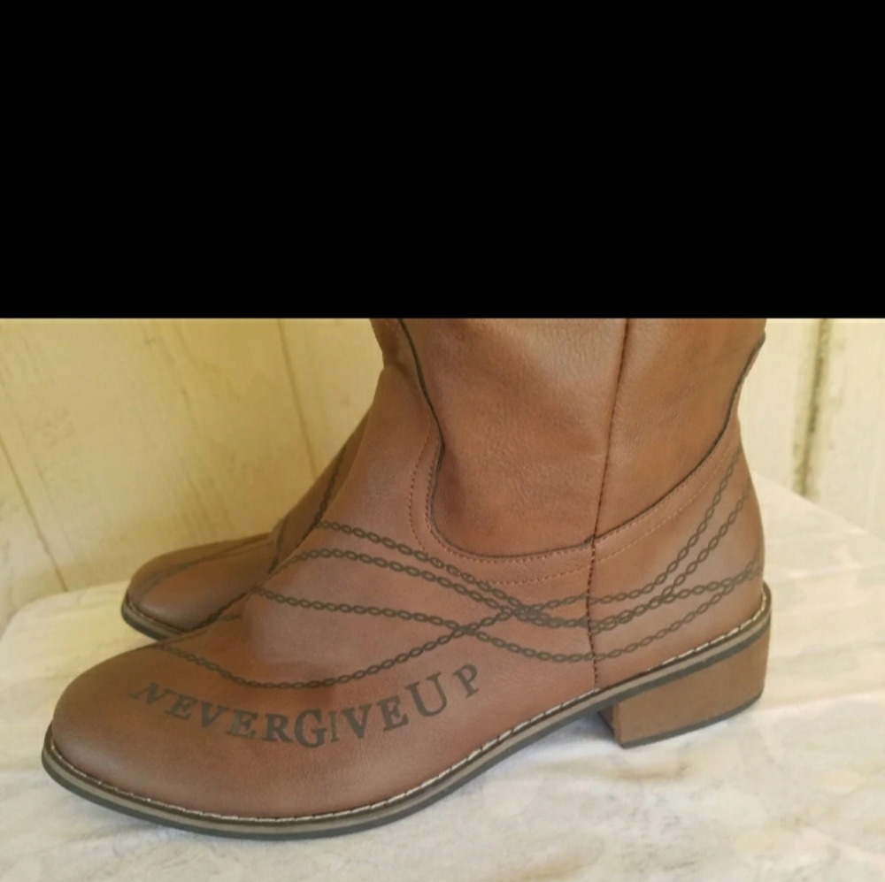 Brown leather boots